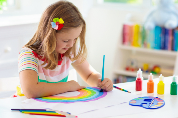 little girl painting